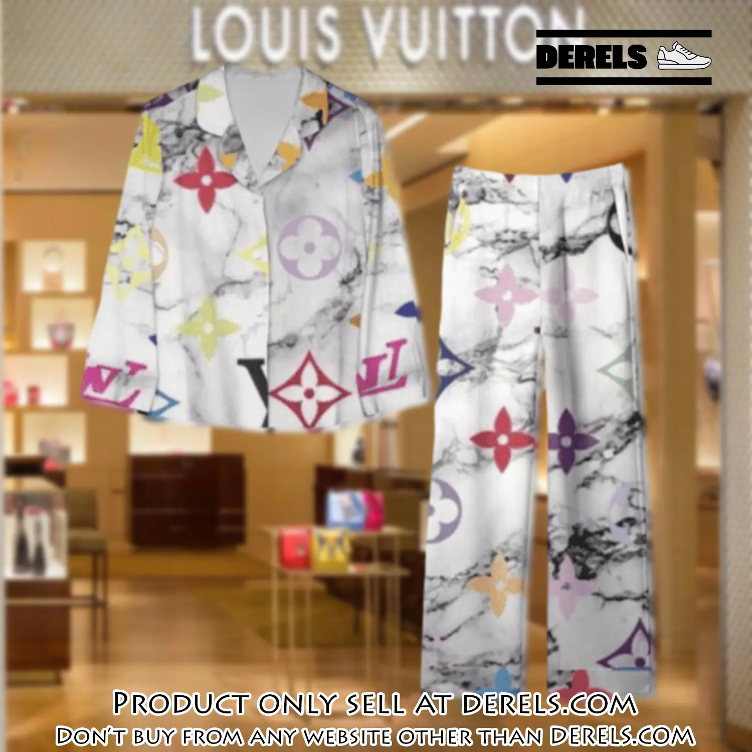 Trending luxury lv satin pajama set pjs1113 dr3431041